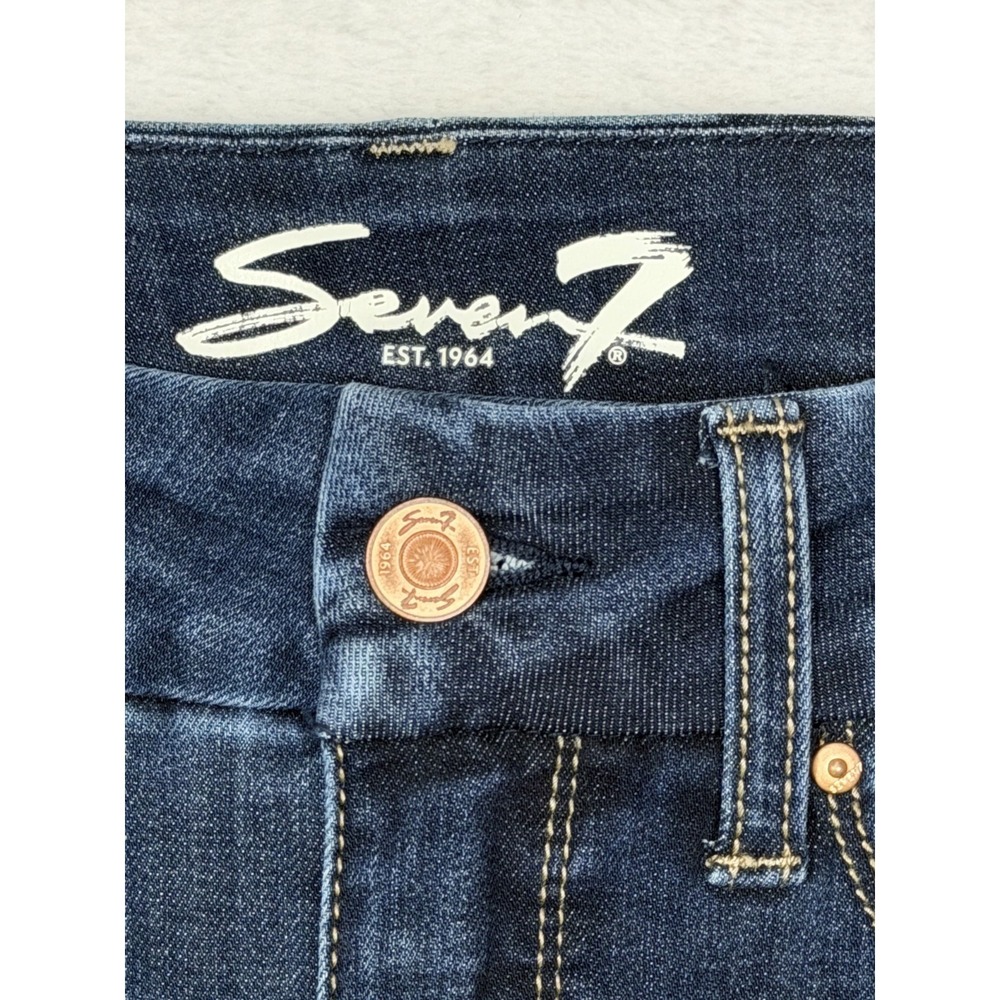 Seven7 Jeans Tummyless High Rise Skinny Size 4 Dark Denim Extreme Stretch - Picture 4 of 10